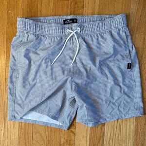 Hollister Men's Pale Blue Micro-Print Swim Trunks